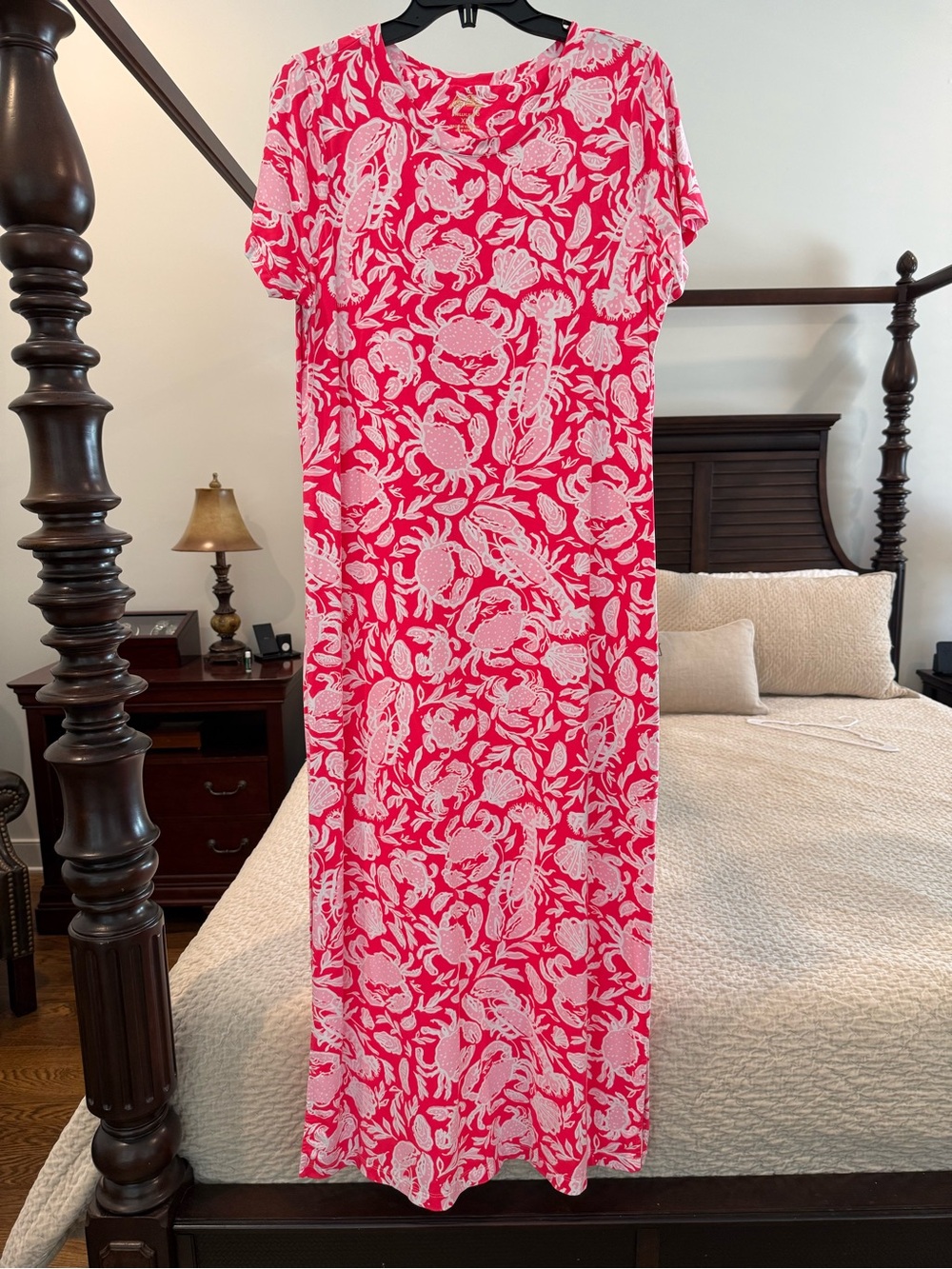 Lilly Pulitzer Red, Pink & White Short-Sleeve Maxi Dress